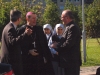 Z lewej: proboszcz parafii ks. Jacek Paszenda SDB , Nuncjusz apostolski bp.  Luigi Bonazzi, przełożony salezjański z Mediolanu ks. Agostino Sosio SDB