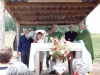 1993 r. Msza św. przy krzyżu. Koncelebruje ks. Stanislovas Šileika SDB, ks. Pranas Gavėnas SDB, ks. Zenonas Navickas; z mikrofonem - ks. Izydor Sadowski SDB